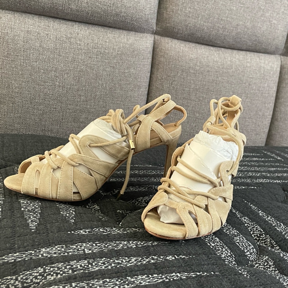 Banana Republic Tan Lace-Up Strappy Heels